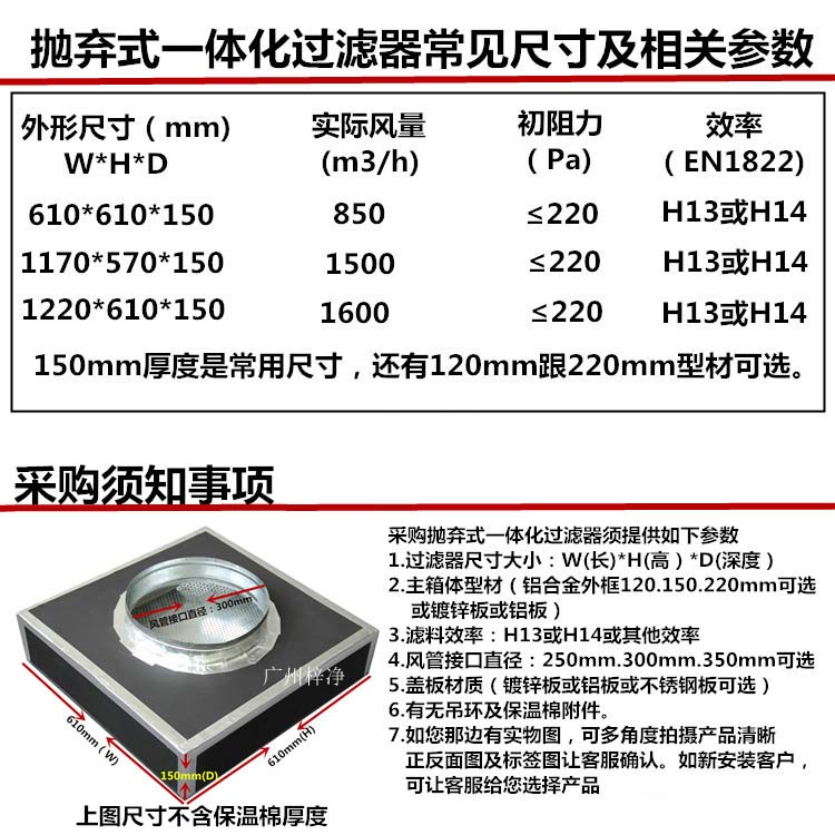 抛弃式一体化高效送风口尺寸